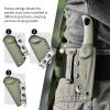 TONIFE Runer Fixed Neck Knife with Scabbard and Lanyard 1.85'' Full Tang Blade Edc Neck Knife for Outdoor (Green+Black Oxide then Stonewash) view 3