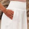 Leyoutx Womens Cotton Linen Pants Wide Leg High Waist Long Palazzo Trousers with Pocket (X-Large,White) view 4