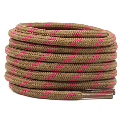 CLENEA 1Pair Round Shoelaces Outdoor Sports Shoe Laces Sneakers Shoe Lace Length 100/120/140/160CM (Color : Light brown rose red, Size : 160cm)