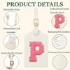 Embroidered Luggage Tag  Initial Bag Tag for Suitcase, Backpack, Carry-On, Duffel  Faux Leather Travel Accessory, Name Identifier, ID Label for Travel Bags (P, White Leather+Rose Red Letter) view 3