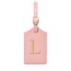 Initial Luggage Tag, PU Leather Luggage Tag, Embroidered Luggage Tag, Letter Luggage Tag, Monogrammed Luggage Tag, Luggage Tag for Baggage Bag Suitcase (L, Pink Leather+Champagne Gold Letter) view 1