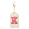 Initial Luggage Tag, PU Leather Luggage Tag, Embroidered Luggage Tag, Letter Luggage Tag, Monogrammed Luggage Tag, Luggage Tag for Baggage Bag Suitcase (K, White Leather+Rose Red Letter) view 1