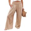 Leyoutx Womens Cotton Linen Pants Wide Leg High Waist Long Palazzo Trousers with Pocket (X-Small,Khaki) view 1