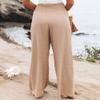 Leyoutx Womens Cotton Linen Pants Wide Leg High Waist Long Palazzo Trousers with Pocket (X-Small,Khaki) view 3