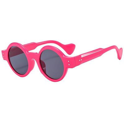 HPIRME Round Sunglasses for Women Vintage Rivet Men Sun Glasses,C2 Rose Red,one size