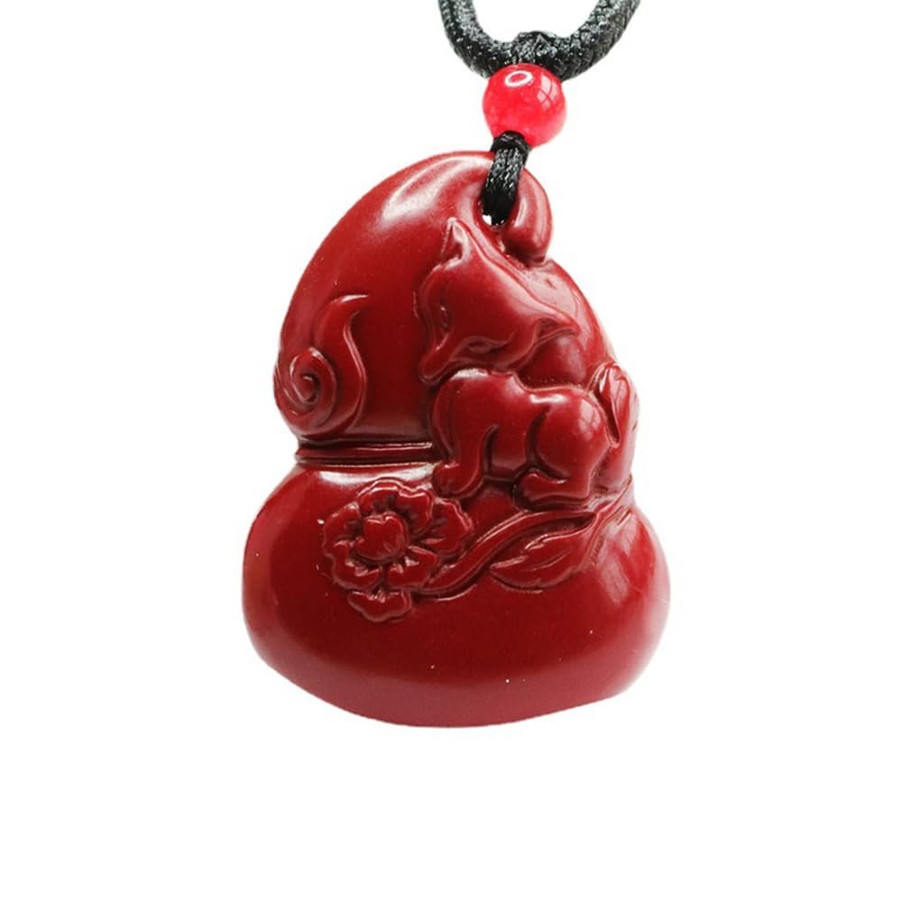 YHDONE Natural Cinnabar Pendant Purple Gold Sand Fox Gourd Pendant Jade Necklace Pendant for Women Yoga Jade Neaklaces Genuine Jade Pendant for Women