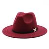 Fedora Hat with Chain Metal Belt Retro Hat Men and Women Jazz Hat Felt Hat view 2