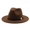Fedora Hat with Chain Metal Belt Retro Hat Men and Women Jazz Hat Felt Hat view 3