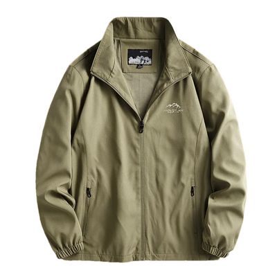 Dninmim Men's Solid Full Zipper Outdoor Lightweight Jackets Spring And Autumn Casual Hiking Trekking Coats khaki S