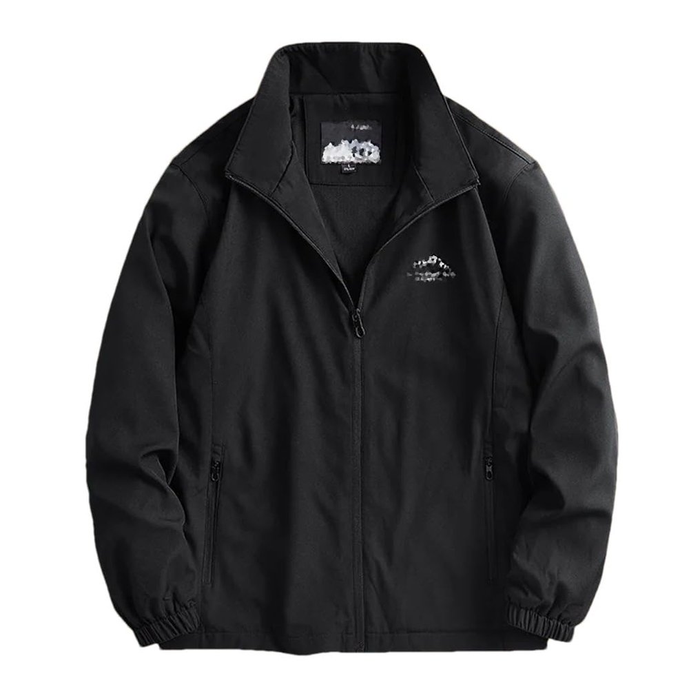 Dninmim Men's Solid Full Zipper Outdoor Lightweight Jackets Spring And Autumn Casual Hiking Trekking Coats black 4XL