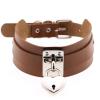 ROWAGY Handmade Women Heart Lock Choker Necklace Adjustable Hip Hop Costume Cosplay Nightclub Leather Neck Collar Choker