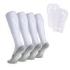 Linkidea Kids Soccer Socks with Shin Guards, 2 Pairs Breathable Knee High Socks with Lightweight Shin Pads, Long Sleeve Cushion Socks for Child 7-9 Years Over The Calf Soccer Socks (White, M) view 1