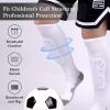 Linkidea Kids Soccer Socks with Shin Guards, 2 Pairs Breathable Knee High Socks with Lightweight Shin Pads, Long Sleeve Cushion Socks for Child 7-9 Years Over The Calf Soccer Socks (White, M) view 4