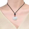 Vesppears Natural Feng Shui Green Jade Necklace Pendant for Women Genuine Yoga Jadeite Run White Lotus Flower Sacred view 3