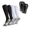 Linkidea Kids Soccer Socks with Shin Guards, 2 Pairs Breathable Knee High Socks with Lightweight Shin Pads, Long Sleeve Cushion Socks for Child 4-6 Years Over Calf Soccer Socks (Black&White, S) view 1