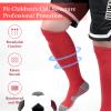 Linkidea Kids Soccer Socks with Shin Guards, 2 Pairs Breathable Knee High Socks with Lightweight Shin Pads, Long Sleeve Cushion Socks for Child 4-6 Years Over The Calf Soccer Socks (Red, S) view 4