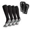 Linkidea Kids Soccer Socks with Shin Guards, 2 Pairs Breathable Knee High Socks with Lightweight Shin Pads, Long Sleeve Cushion Socks for Child 7-9 Years Over The Calf Soccer Socks (Black, M) view 1