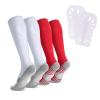 Linkidea Kids Soccer Socks with Shin Guards, 2 Pairs Breathable Knee High Socks with Lightweight Shin Pads, Long Sleeve Cushion Socks for Child 4-6 Years Over Calf Soccer Socks (White&Red, S) view 1
