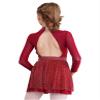 Jizyo Girls Rhinestones Long Sleeve Figure Ice Skating Leotard Dress Kids Roller Skating Dress Ballet Dance Dress Burgundy 14 Years view 2