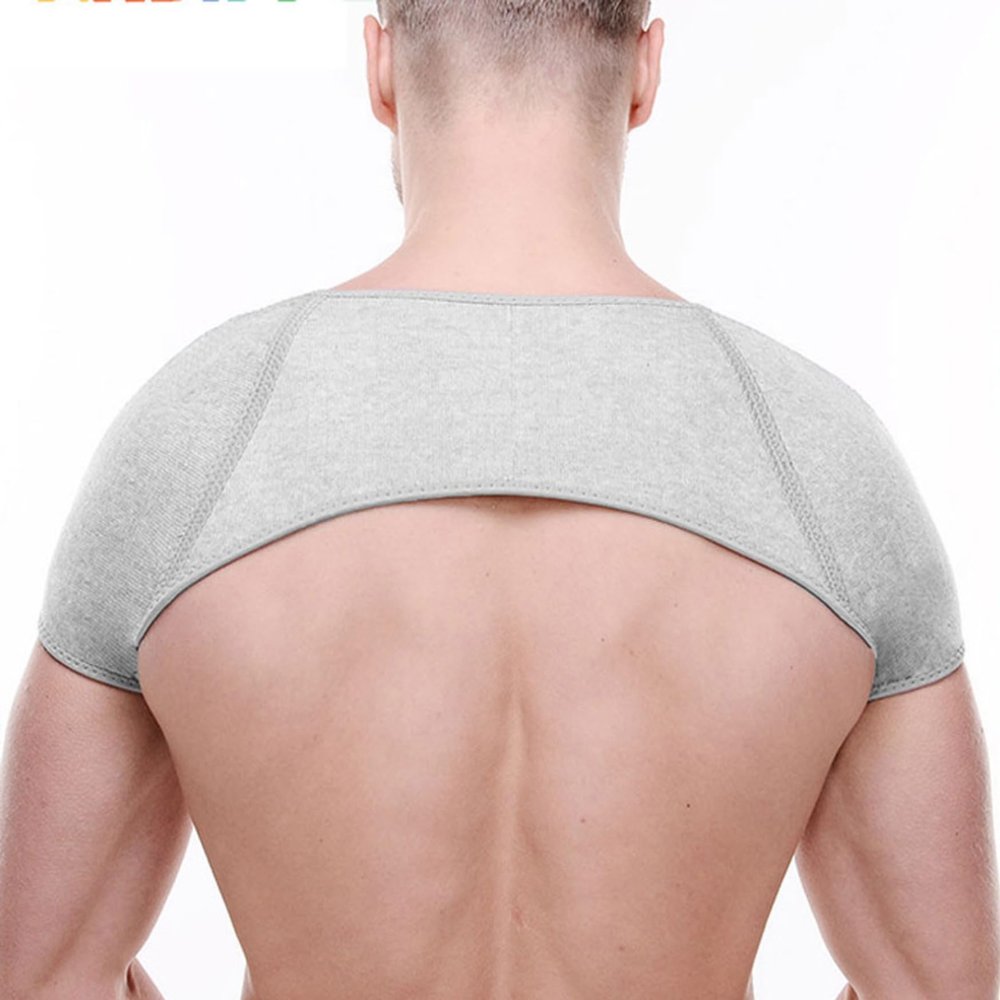 JosuE Shoulder pad gray bamboo charcoal shoulder shield warm fixed shoulders protection badminton volleyball sports shoulder