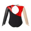 easyforever Kids Girls Sparkly Rhinestone Gymnastics Leotard Mesh Long Sleeve Ballet Dance Bodysuit Skating Jumpsuit Red 12 Years view 2