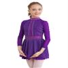 Jizyo Girls Rhinestones Long Sleeve Figure Ice Skating Leotard Dress Kids Roller Skating Dress Ballet Dance Dress Purple 14 Years view 2