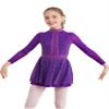 Jizyo Girls Rhinestones Long Sleeve Figure Ice Skating Leotard Dress Kids Roller Skating Dress Ballet Dance Dress Purple 14 Years view 3