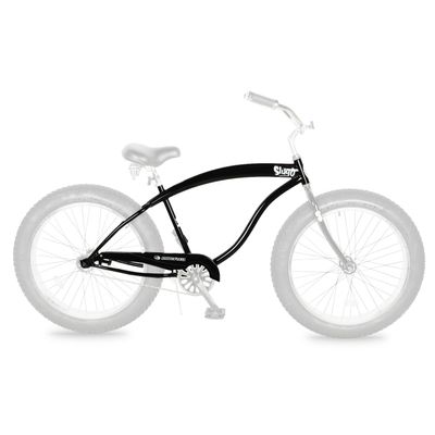 MICARGI Tracer 26-inch Slugo Stretch Cruiser Bike Frame Chopper Bike Steel Frame, with Chain Guard for Single Speed Coaster Brake (bk)