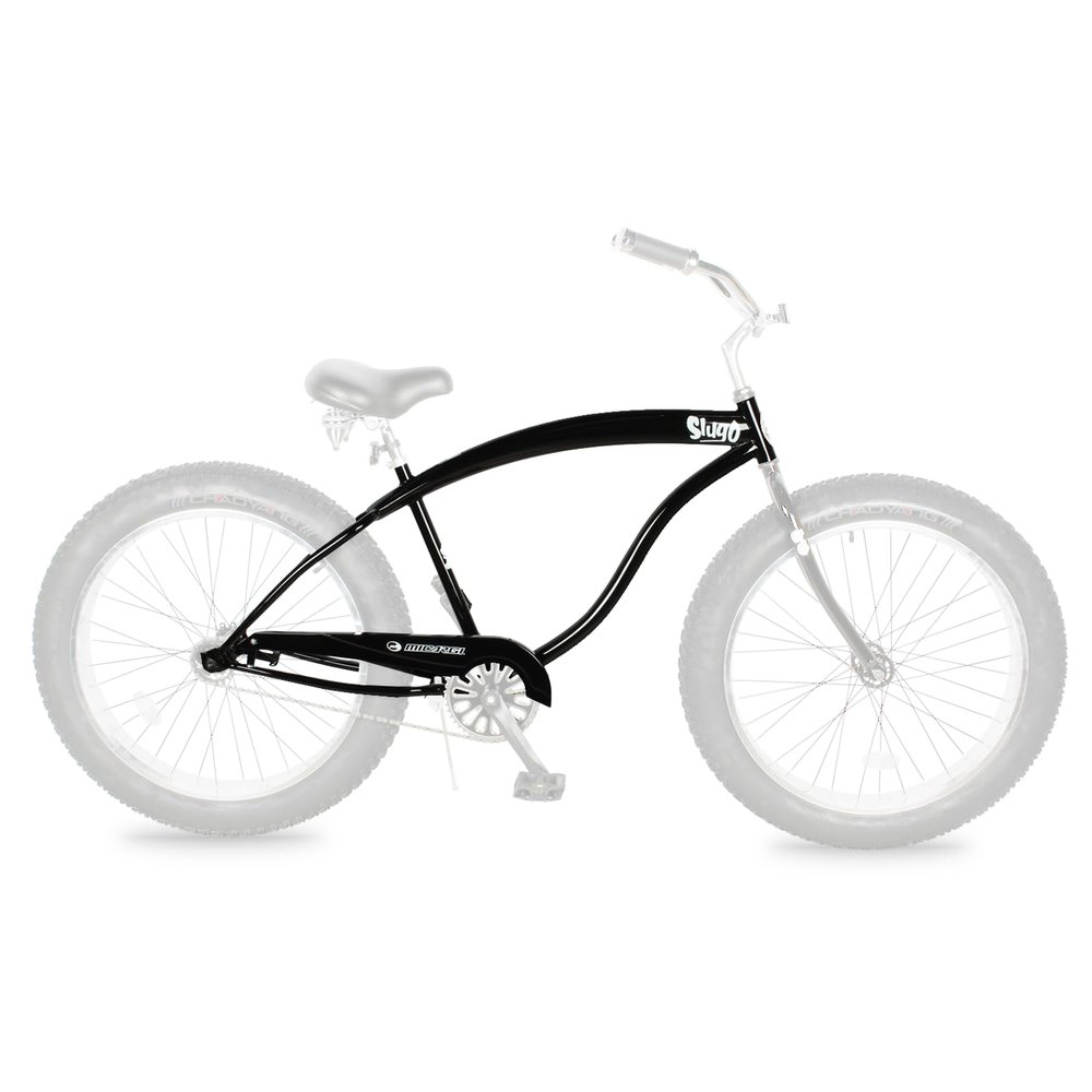 MICARGI Tracer 26-inch Slugo Stretch Cruiser Bike Frame Chopper Bike Steel Frame, with Chain Guard for Single Speed Coaster Brake (bk)