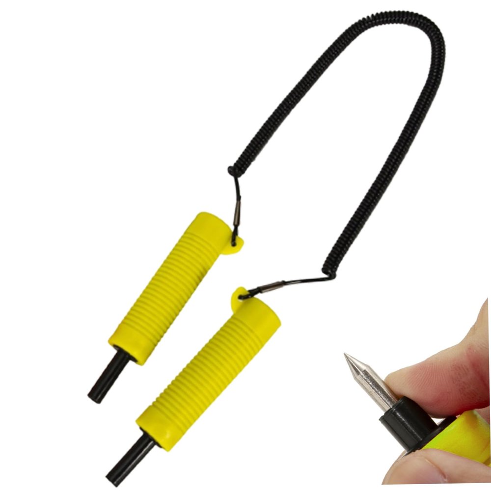 Ice Fishing Picks Retractable Portable Ice Pick Flexible Ice Fishing Safety Pick Ice Fishing Emergency Gear Ice Fishing Saw Portable Ice Pick for Skating Sled Walking on Ice Protection Yellow