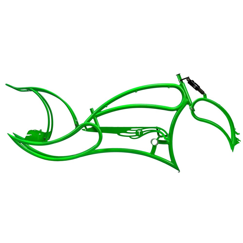 MICARGI LEOPARD 3I Stretch Cruiser bike frame,26-in Steel frame with bike Chain suitable for Lowrider Bike, Chopper Bike, and electric bike conversion (green)