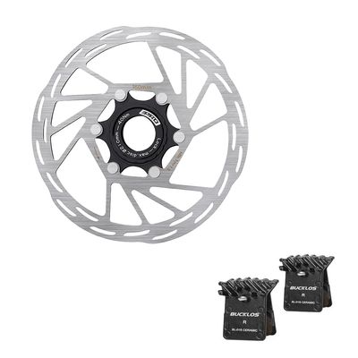 BUCKLOS IIIPRO MTB 160mm Centerlock Disc Brake Rotor and BL-01S 2 Pair Disc Brake Pads for Ceramic Shimano N03A N04C L05A K04S K04Ti K05S K05Ti M8110 M7110