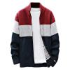 2023 Mens Sweater Jackets Casual Stand Collar Knitted Sweater Cardigan Lightweight Fleece Lined Full Zip Knitwear Coat Lightweight Sweater Men Zipper Red M view 1
