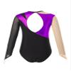 easyforever Kids Girls Sparkly Rhinestone Gymnastics Leotard Mesh Long Sleeve Ballet Dance Bodysuit Skating Jumpsuit Purple 16 Years view 2