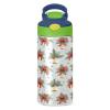 ALAZA Merry Christmas Gold Bell Stylish Xmas 12 Oz Kids Water Bottle with Straw Stainless Steel Vacuum Insulated Cup Tumbler for Children Girls, Boys view 2