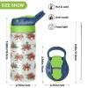 ALAZA Merry Christmas Gold Bell Stylish Xmas 12 Oz Kids Water Bottle with Straw Stainless Steel Vacuum Insulated Cup Tumbler for Children Girls, Boys view 3