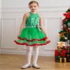 Moggemol Kids Christmas Elf Dress Girls Sequin Figure Skating Dance Performance Dress Ballet Leotard Tutu Skirt Dancewear B#Green12 14 Years view 3