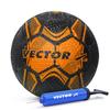 Vector X Street Soccer Rubber Moulded Machine Stitched Football|Training|Match|Sports|Practice|Indoor & Outdoor|Durable & Water-Resistant Soccer ball for Youth, Men, Adult (Black-Orange+Pump) Size : 5 view 1