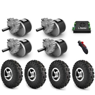 1000W Electric Four Drive Kit 4.10-4 Off Road Tire 10 Inch Wheel Set For DIY Electrical 4X4 Lawnmower Barrow Trolley Cart (Off-road tire With controller, Max speed 6kph)