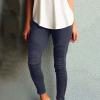 GOKKILRW Stretch Jeggings with Pockets for Women Casual Pull-On Stretchy Leggings Slim Fit Pleated Skinny Jeans Pencil Denim Pants view 2