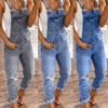 GOKKILRW Womens Casual Boyfriend Stretch Jeans Jumpsuit Ripped Distressed Skinny Denim Bib Overalls Rompers with Pockets view 3