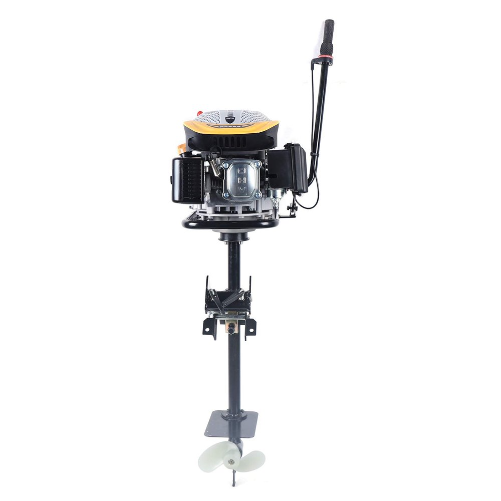 9HP 4 Stroke Outboard Motor Gas Boat Engine 225cc Fishing Boat Gasoline Boat Engine Tiller Control Start Heavy Duty Shaft Boat Engine Air-cooled Outboard Boat Motors