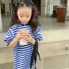 EnJoCho Toddler Patchwork Sundress Little Girls T Shirt Striped Mid Sleeve Long Sweater Dress for 3 to 8 Years (A#fd, 5-6 Years) view 4