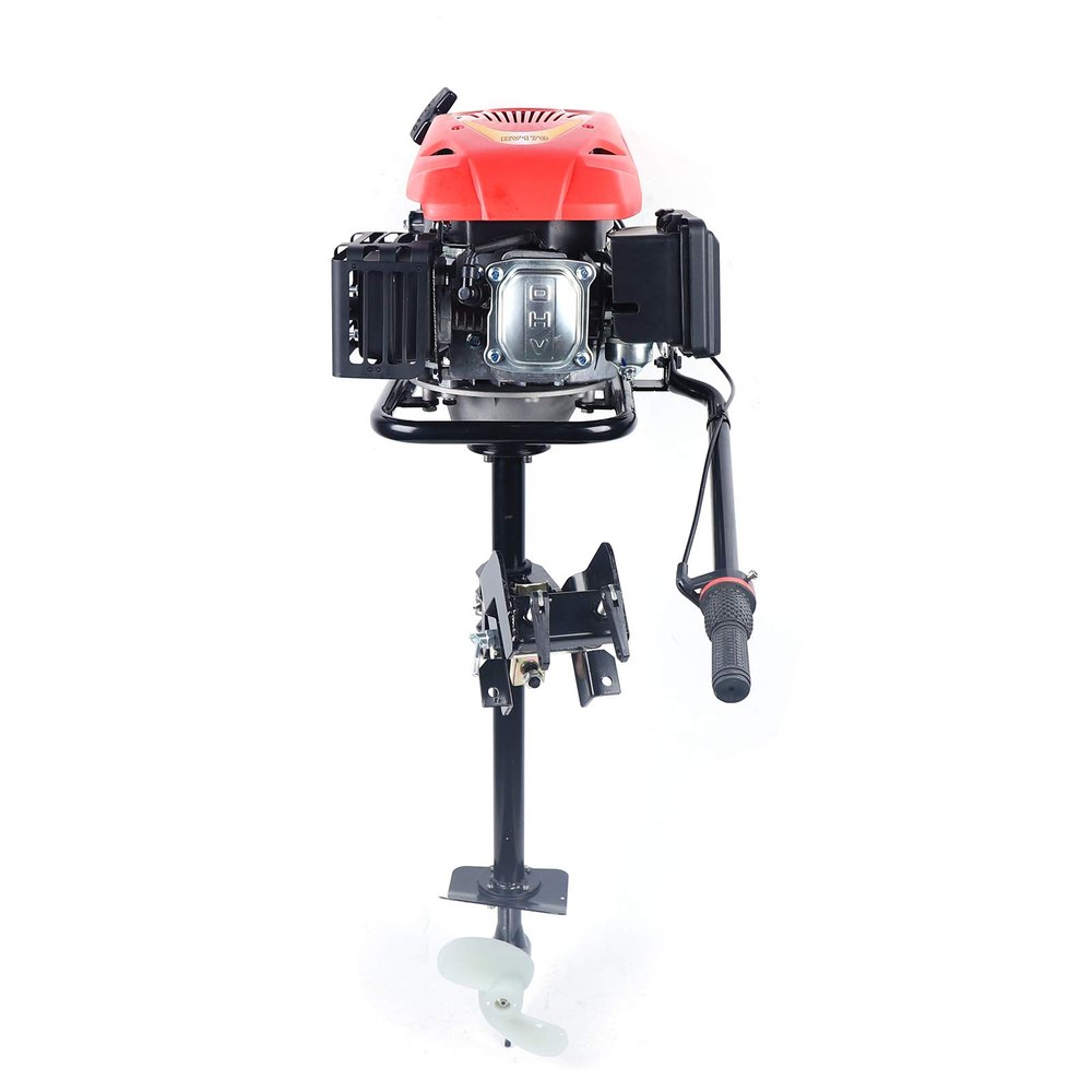 6HP 4 Stroke Outboard Motor Gas Boat Engine 170cc Fishing Boat Gasoline Boat Engine Tiller Control Start Heavy Duty Shaft Boat Engine Air-cooled Outboard Boat Motors