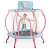 Trampoline, Portable Fitness Foldable Trampoline in-Home Mini Rebounder with Adjustable Handle, Exercise Trampoline for Kid/Adults, 40" Max Load 330lbs (Enclosure, Pink) view 1