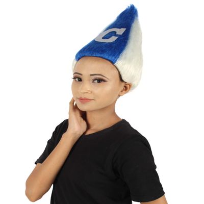 HPO Adult Unisex Pointy Troll White and Blue Wig, Perfect for Halloween, Flame-retardant Synthetic Fiber