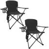 2PCS SAILARY Folding Outdoor Beach Camp Chair with Cup Holder, Storage Pocket, Waterproof Bag Outdoor Arm Chair, Supports 225LBS, Black view 1