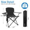 2PCS SAILARY Folding Outdoor Beach Camp Chair with Cup Holder, Storage Pocket, Waterproof Bag Outdoor Arm Chair, Supports 225LBS, Black view 3