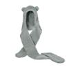 Women Cute Bear Hooded Hat Scarf Gloves Set 3-in-1 Earflap Animal Hat Plush Warm Hooded Scarf with Mittens view 2