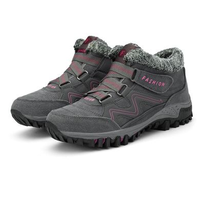 DMGYCK Women's Winter Thermal Boots for Women Waterproof Snow Winter Warm Hiking Work Comfy Boots Sneakers Walking Shoes Women's Outdoor Shoes (Color : Gray Rose Red, Size : 8)
